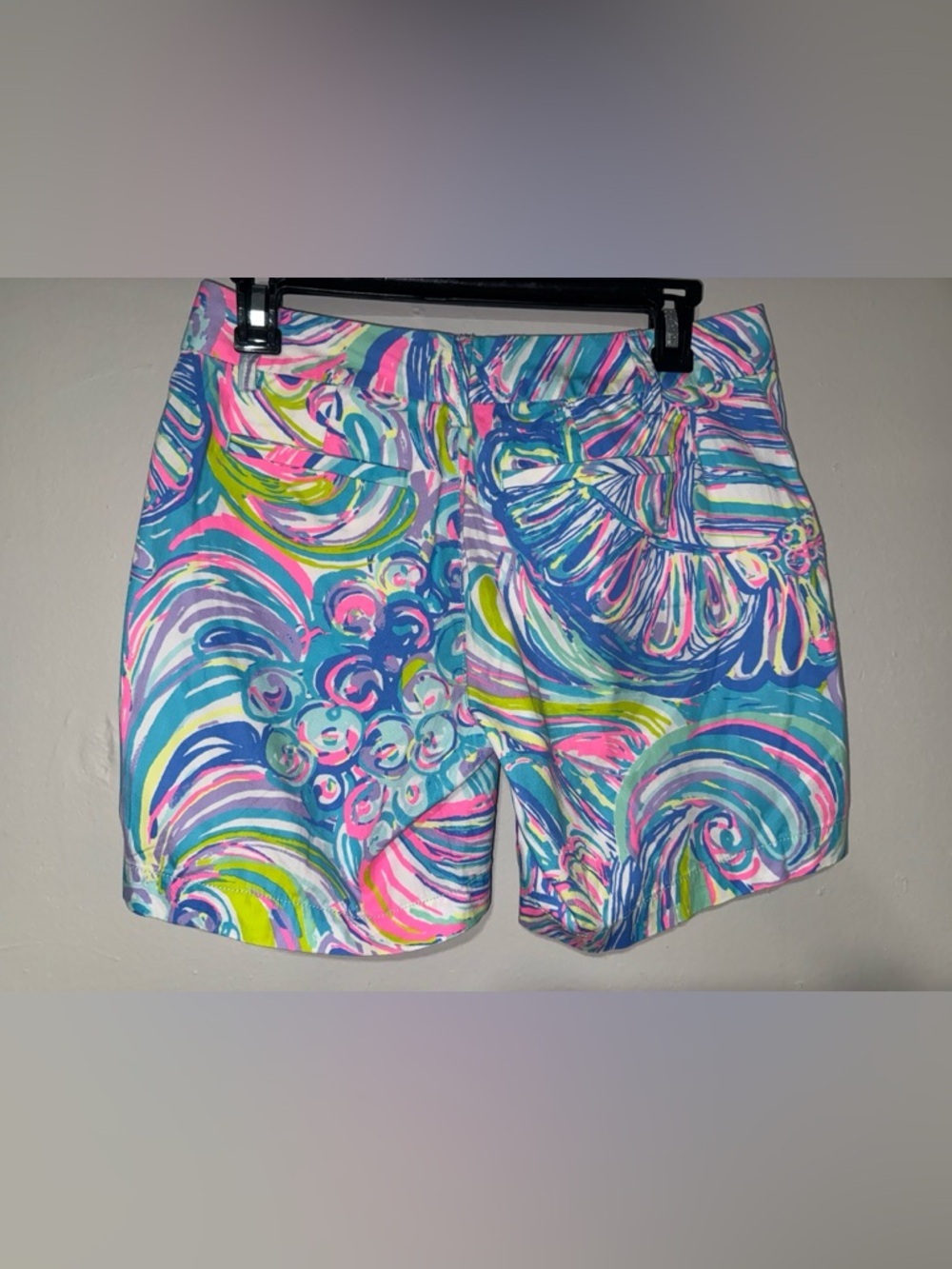 Lilly Pulitzer Multicolor Swirl Print Women’s Shorts - Blue, Pink, Green, Purple - Picture 2 of 4
